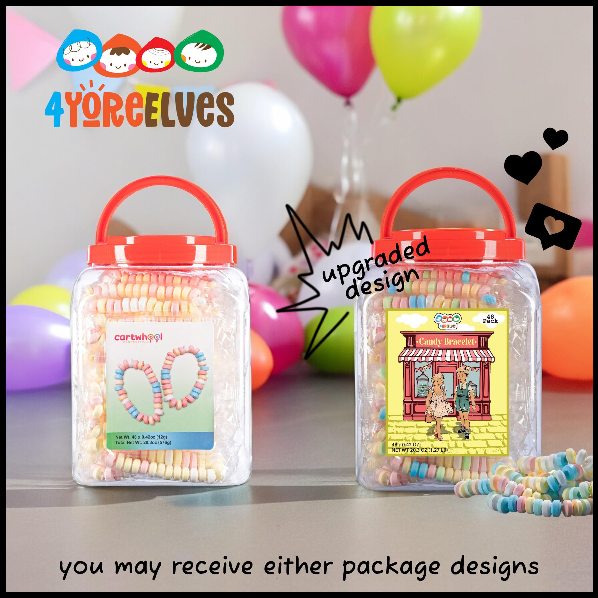 4YoreElves closeup of pastel bracelets showcasing colorful candy jewelry