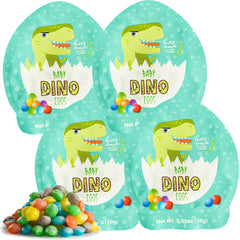 4YoreElves dinosaur egg candies in rainbow colors for party favors.