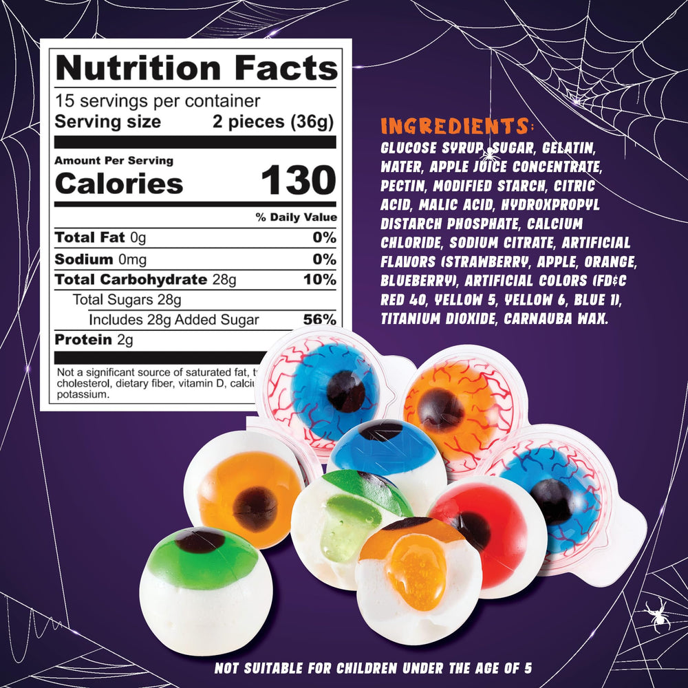 4YoreElves eyeballs green flavor gummies with apple taste, great for party favors.