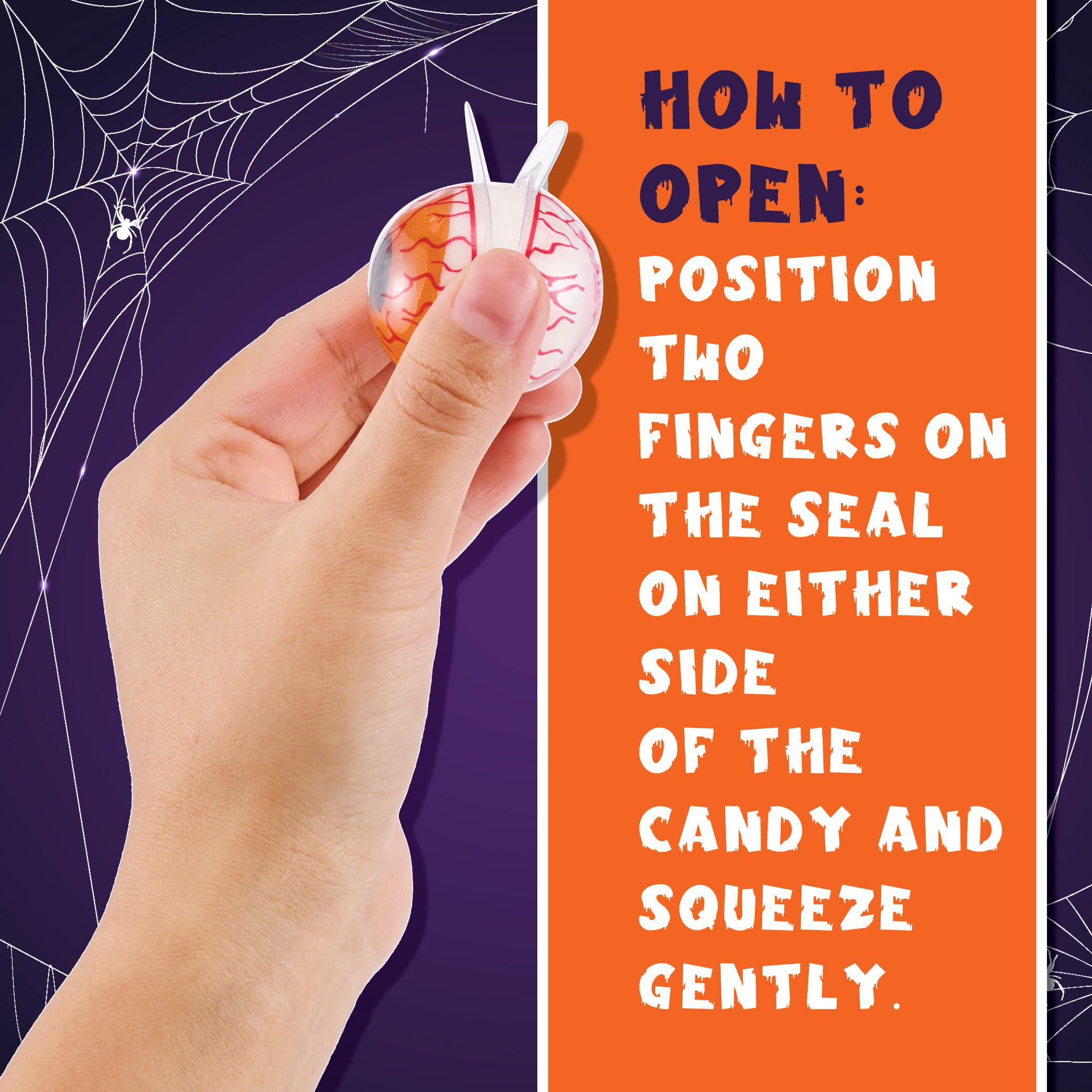 4YoreElves eyeballs orange flavor gummies with orange taste, fun Halloween treat.