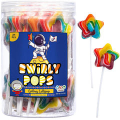 4YoreElves Galaxy Star Rainbow Lollipops in a 24-pack, perfect for celebrations.