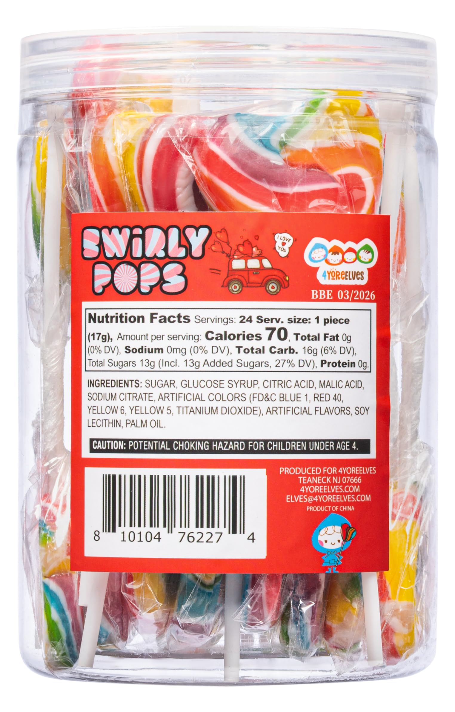 4YoreElves individually wrapped lollipops, fresh flavor on the go for kids and families.