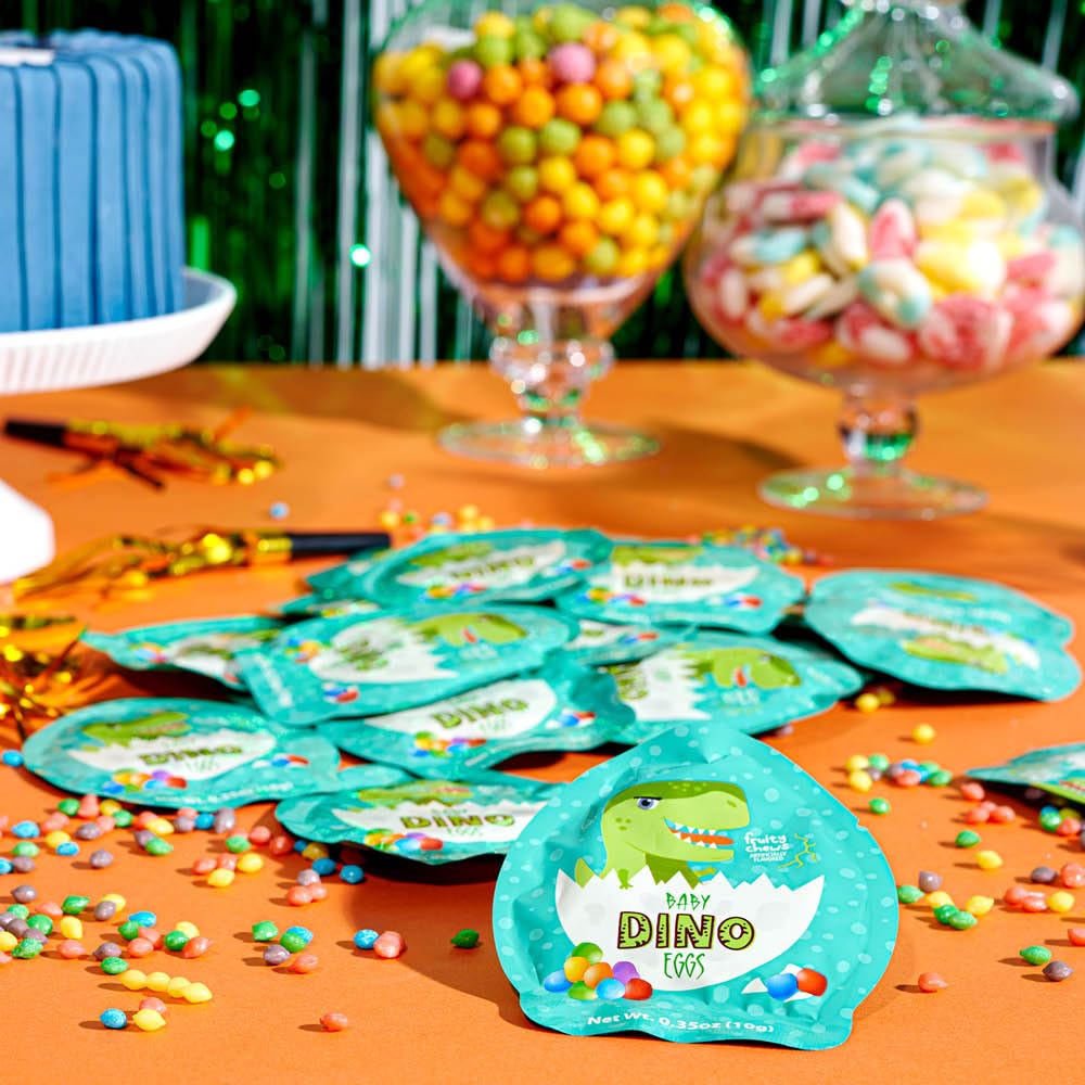 Kids enjoy chewy dinosaur candy from 4YoreElves at parties.