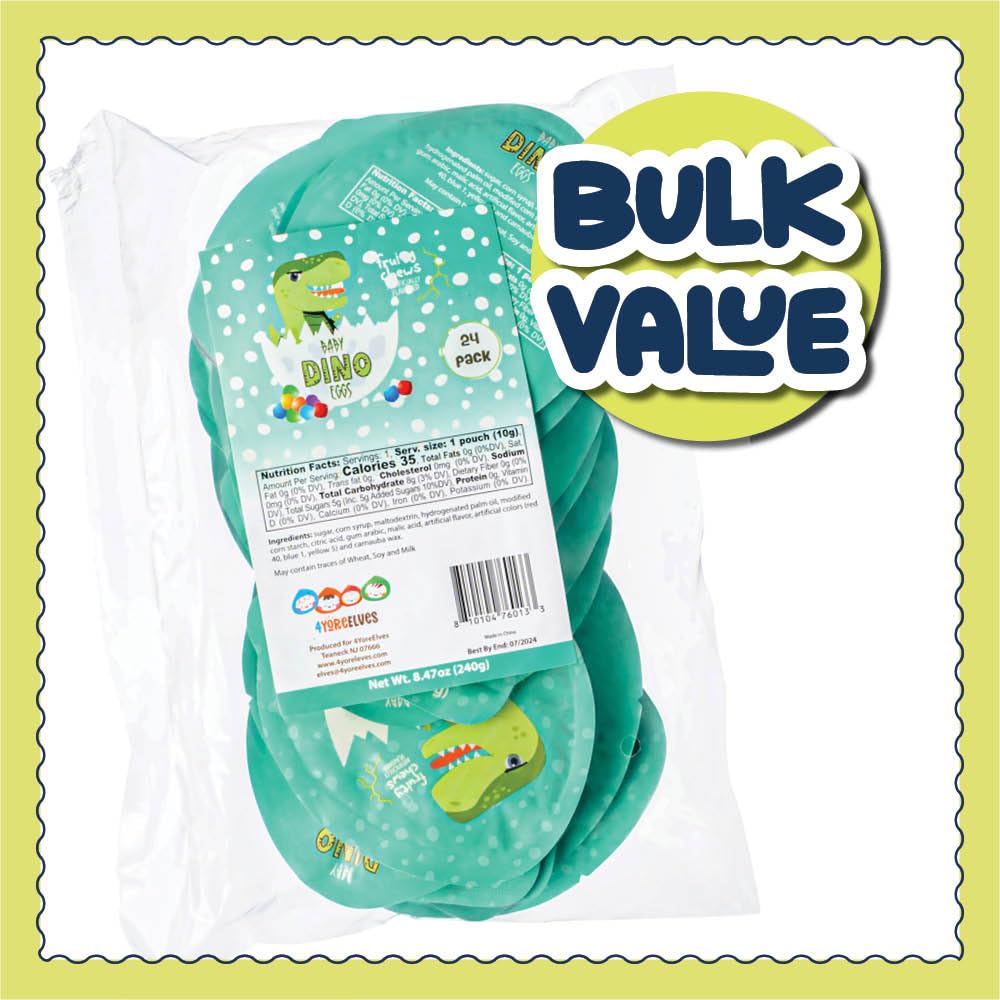 4YoreElves mini fruit chews in dino eggs, bite-sized treats.