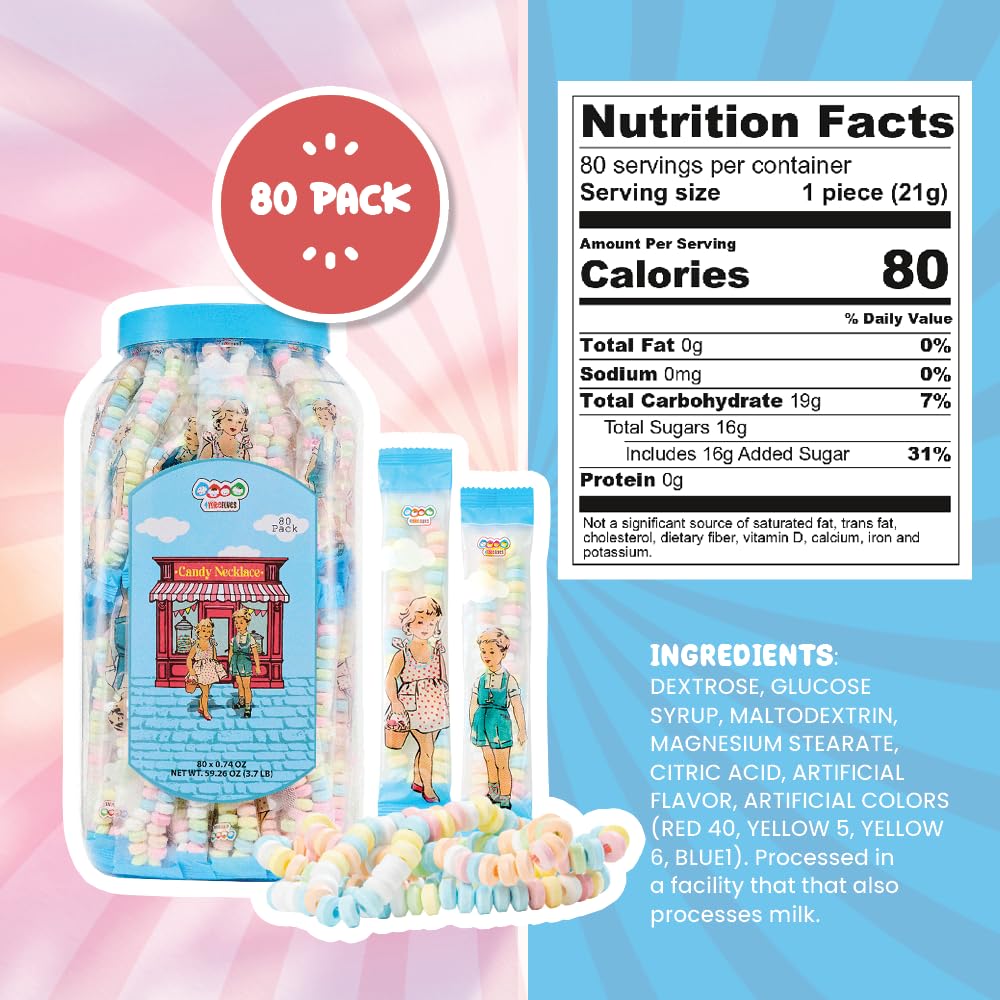 4YoreElves pastel candy necklaces closeup highlights vibrant colors for festive treat tables