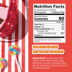 4YoreElves swirly flavor lollipops displaying fruity rainbow swirls