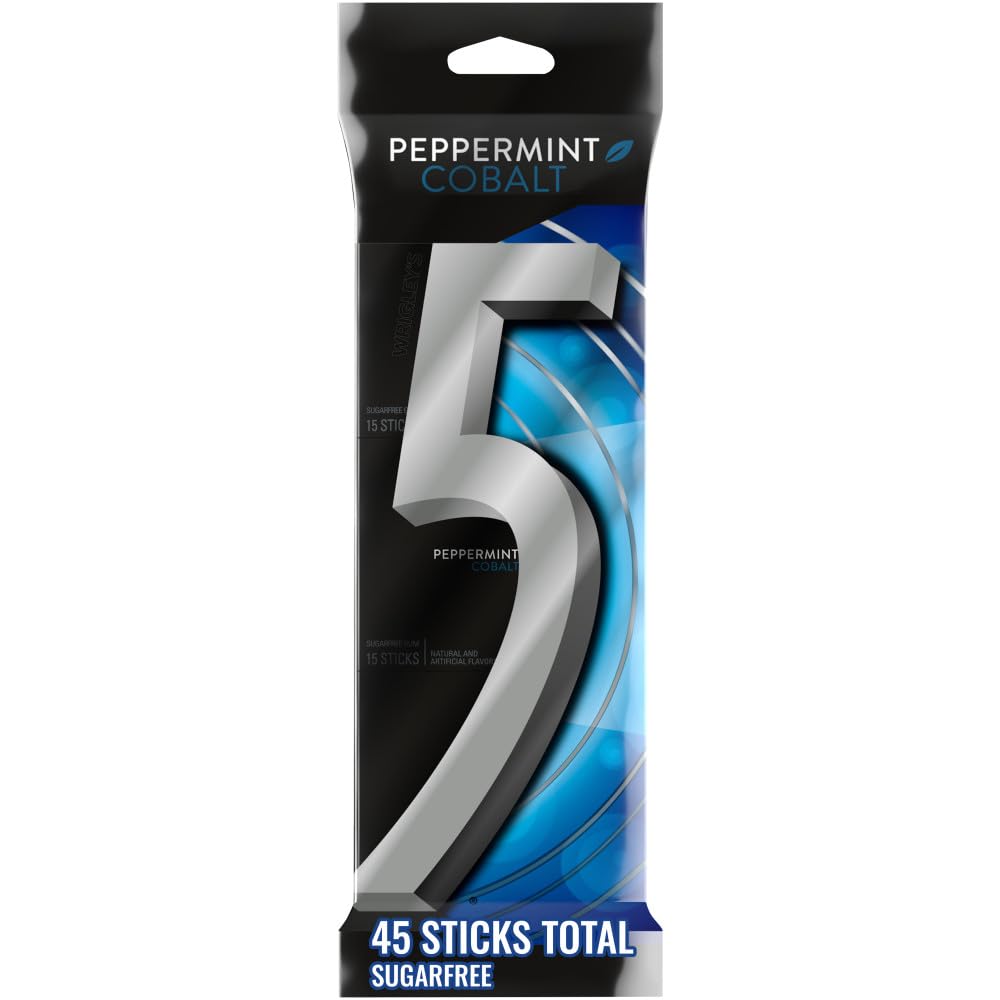 5 GUM Peppermint Cobalt bulk pack front view for quick breath refresher on the go