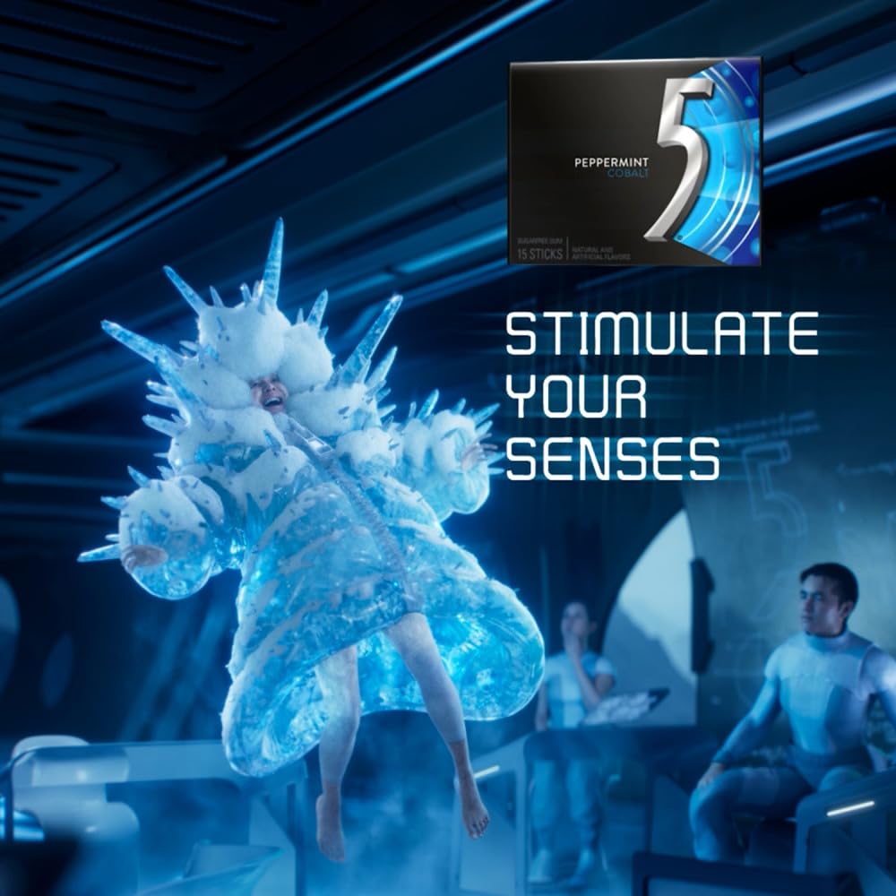 5 GUM Peppermint Cobalt bulk pack top view easy bulk storage for desk or bag
