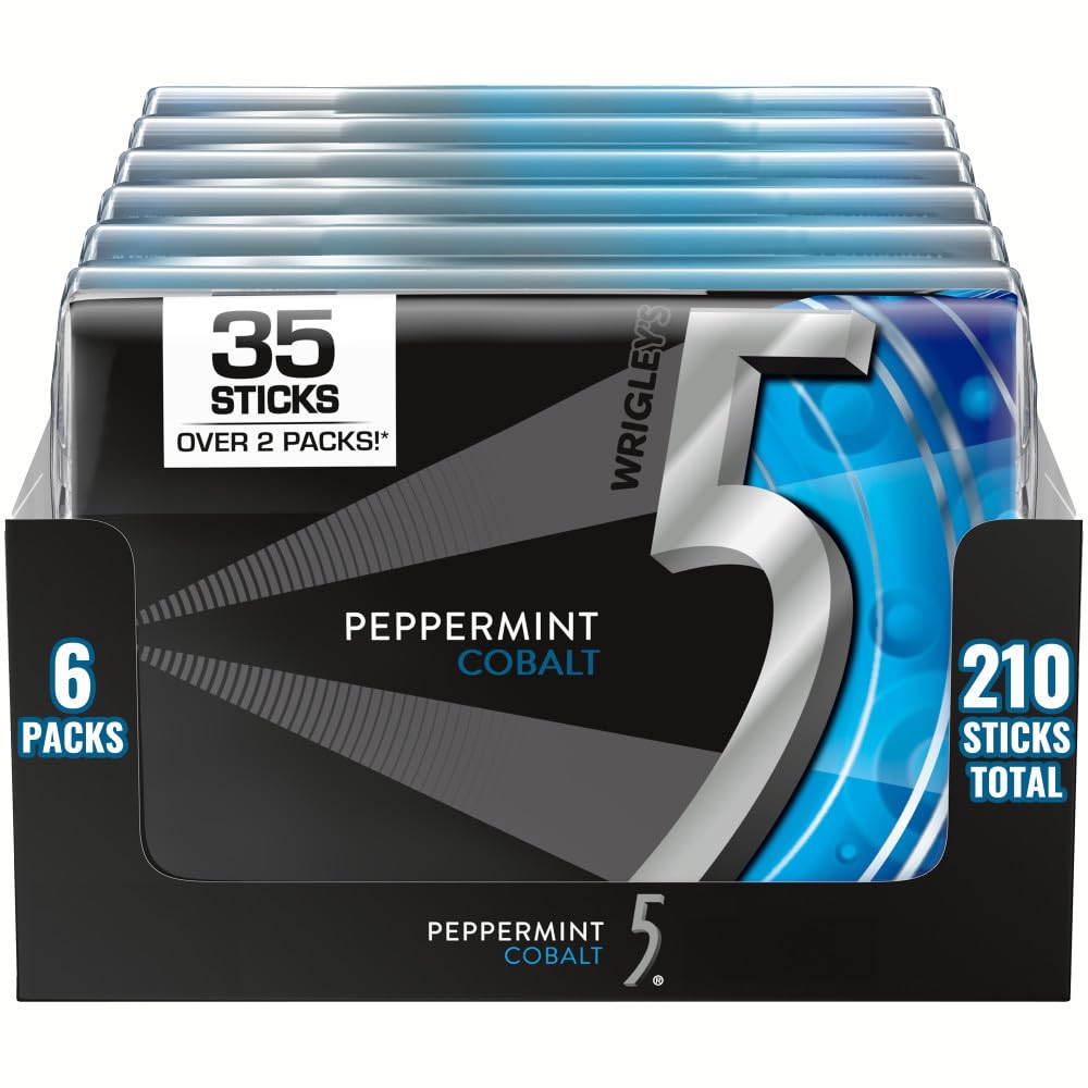 5 GUM Peppermint Cobalt pack front view for on-the-go refreshment.
