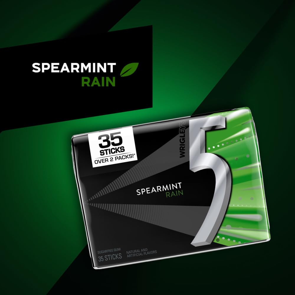 Compact 5 GUM Spearmint Rain pack fits in a pocket