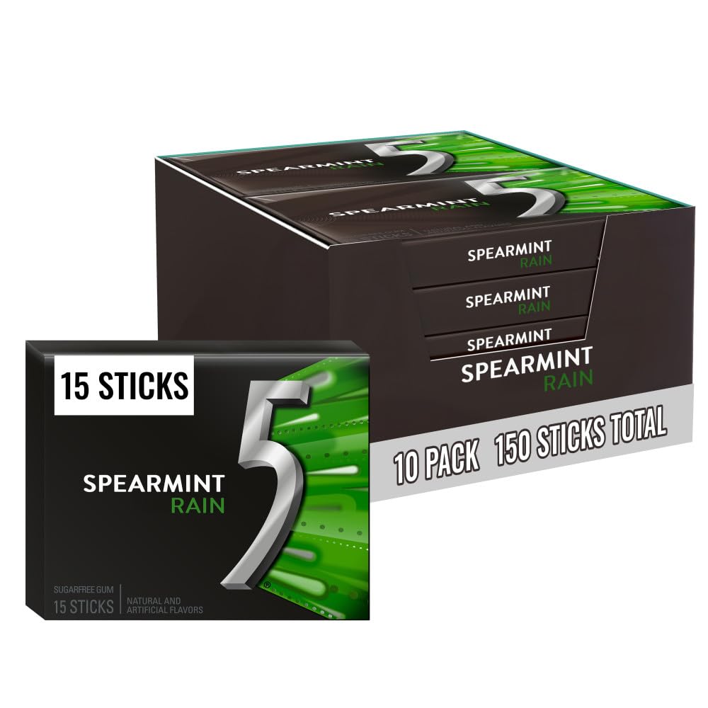 5 Gum Spearmint Rain icy breath on the go for instant fresh breath