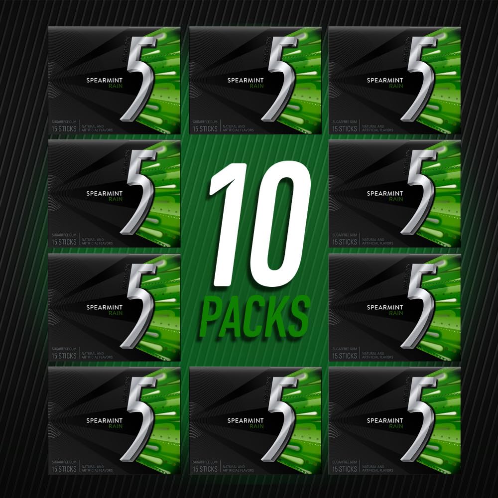 5 Gum Spearmint Rain open pack ready for quick refresh