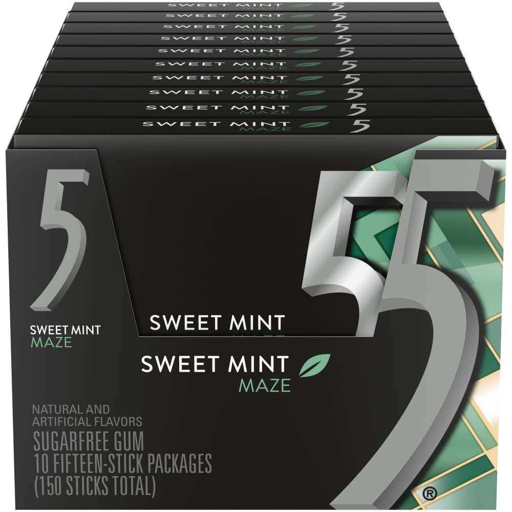 Pocket-ready 5 Gum Sweet Mint Sugar Free packs for on-the-go freshness
