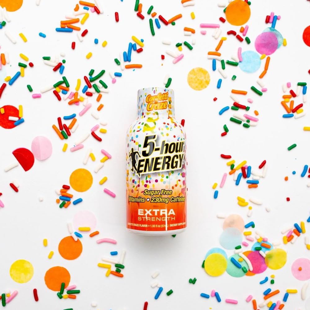 Confetti Craze birthday cake design on 5-hour ENERGY packaging