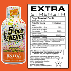 Close-up of the Confetti Craze shot label for quick energy