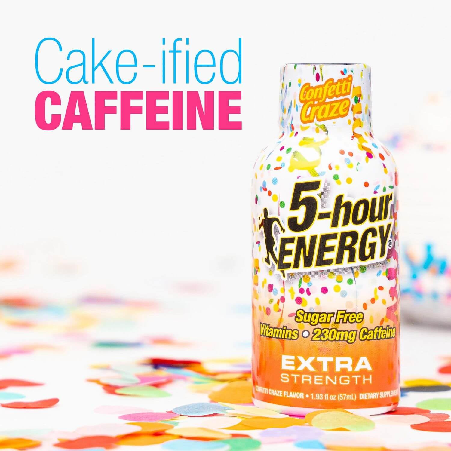 Pour shot from 5-hour ENERGY Confetti Craze into a glass for fast alertness