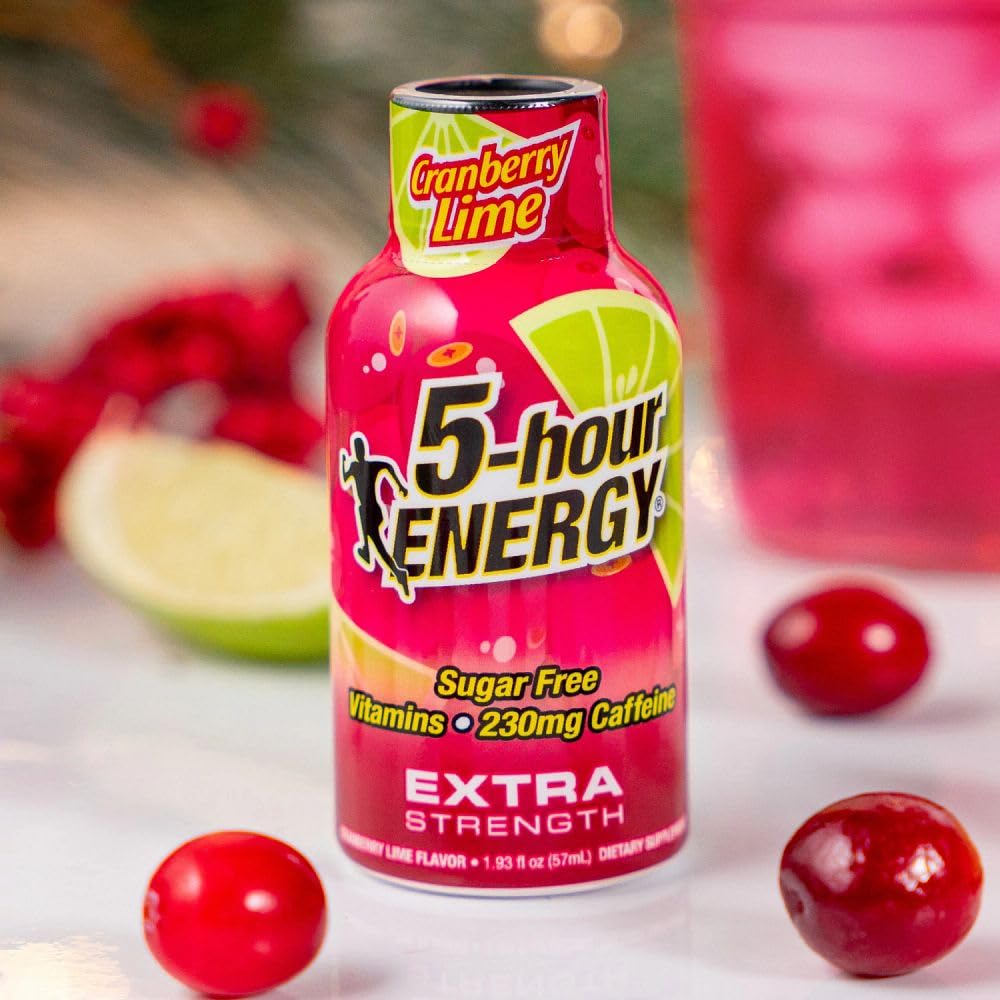 Travel-ready 5-hour ENERGY Cranberry Lime shot fits in a bag for energy on the move.