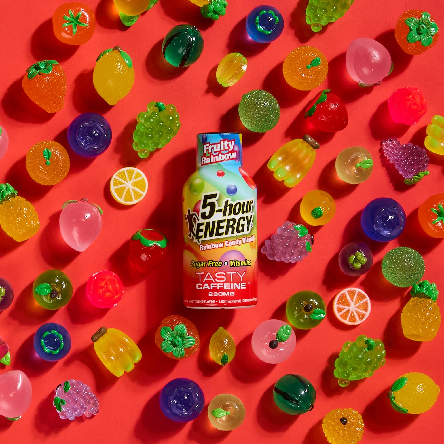 Desk-ready 5-hour ENERGY Fruity Rainbow shot fits in a workday routine