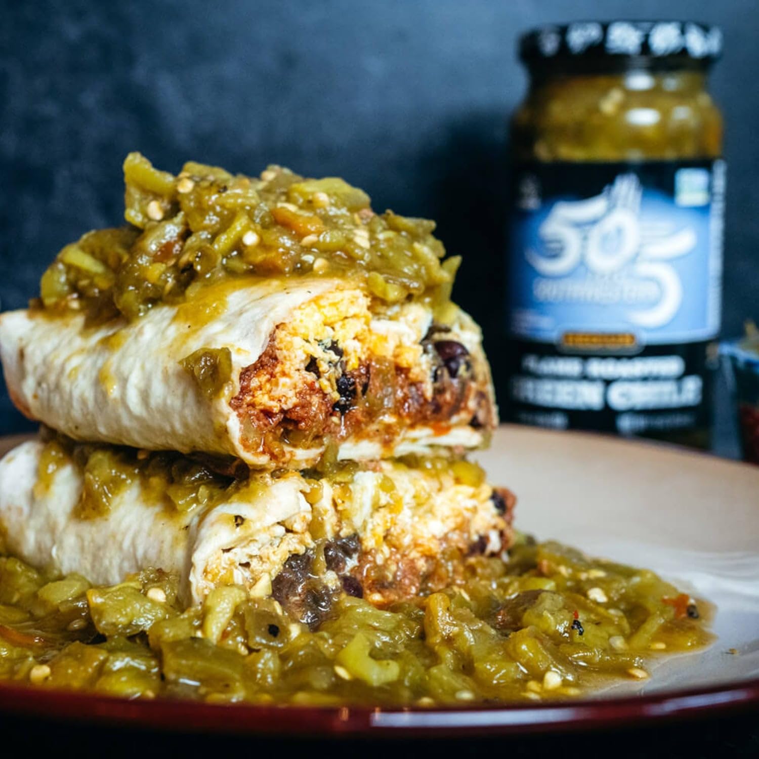 505 Southwestern flame-roasted green chile jar label, reliable pantry choice.