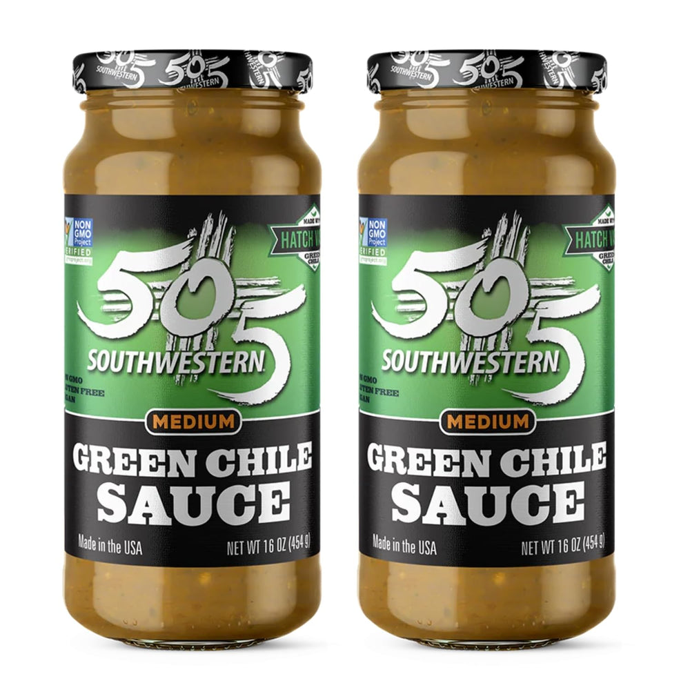 505 Southwestern Medium Green Chile Sauce on the bottle front for quick flavor boost