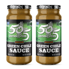 505 Southwestern Medium Green Chile Sauce on the bottle front for quick flavor boost