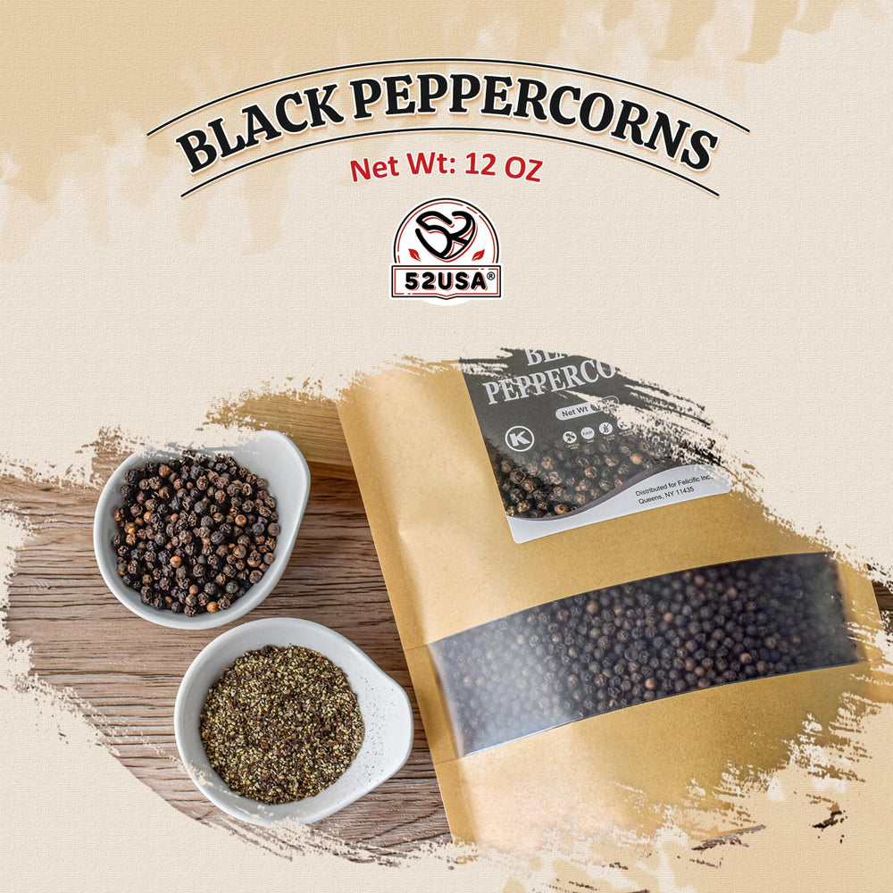 52USA aroma-rich peppercorns ready to crush or grind for recipes