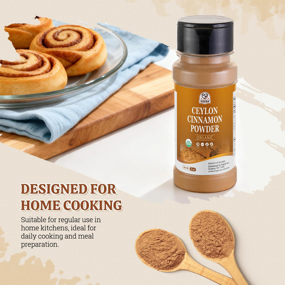 52USA Cinnamon powder used in baking cinnamon rolls for comforting treats.