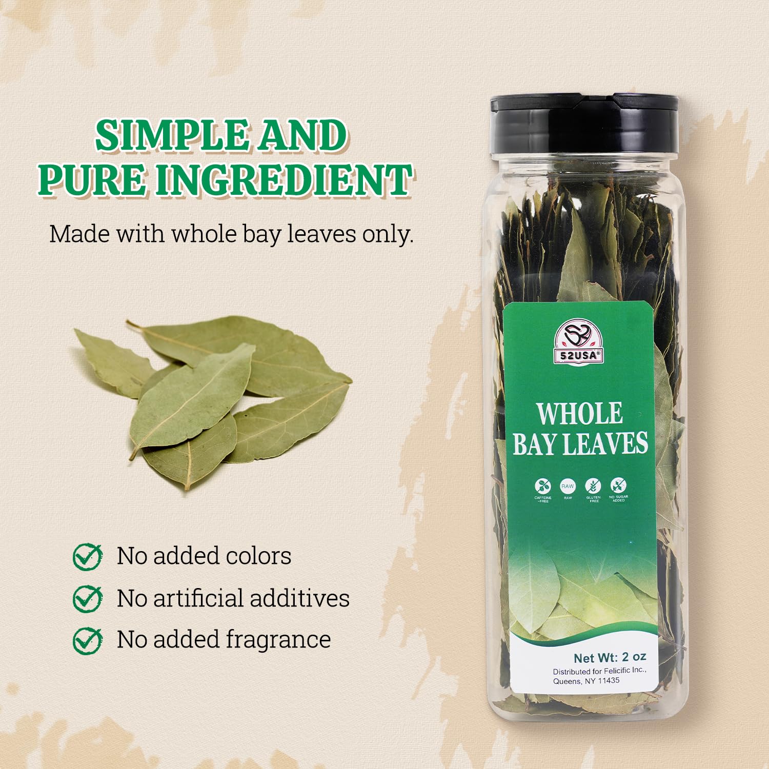 52USA Bay Leaves cooking ideas photo suggests flavor-ready additions for sauces and marinades.