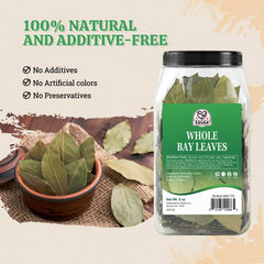 52USA Bay Leaves dried leaves on wood suggesting rustic kitchen use