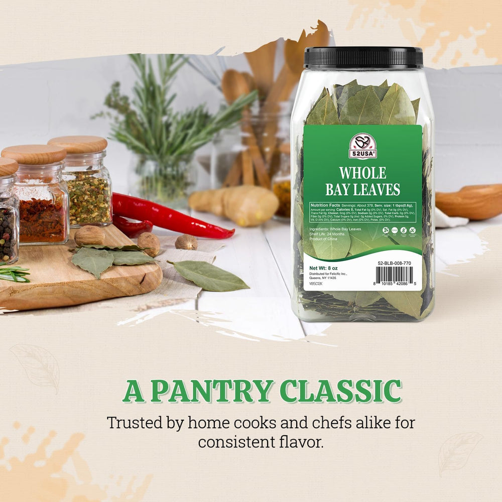 52USA Bay Leaves package open showcasing pure all-natural ingredients
