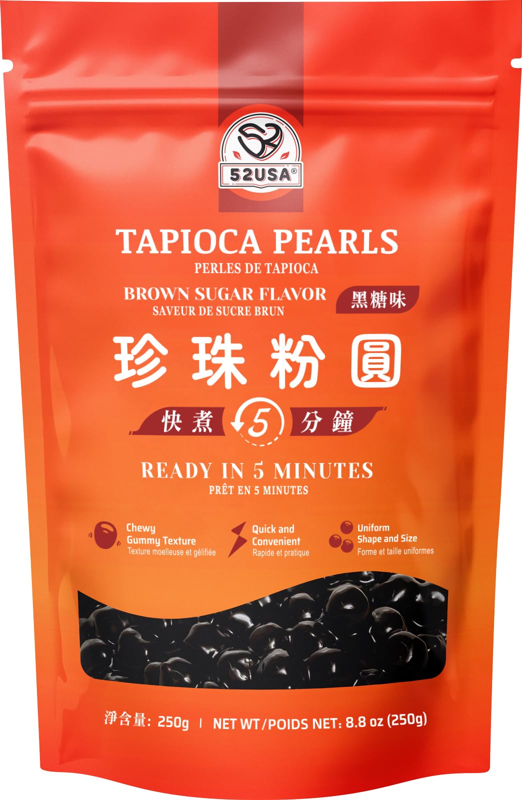52USA Boba Pearl packaging shows black sugar flavor for bubble tea