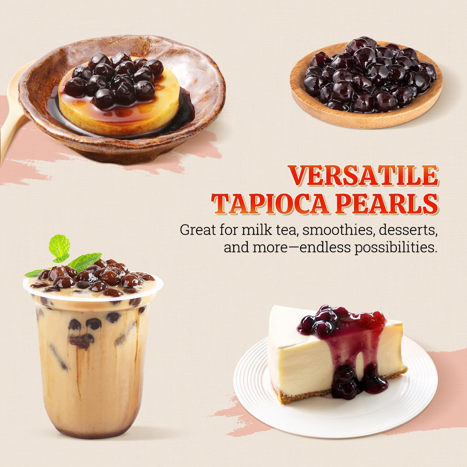 52USA Boba pearls dessert and drink uses as versatile topping