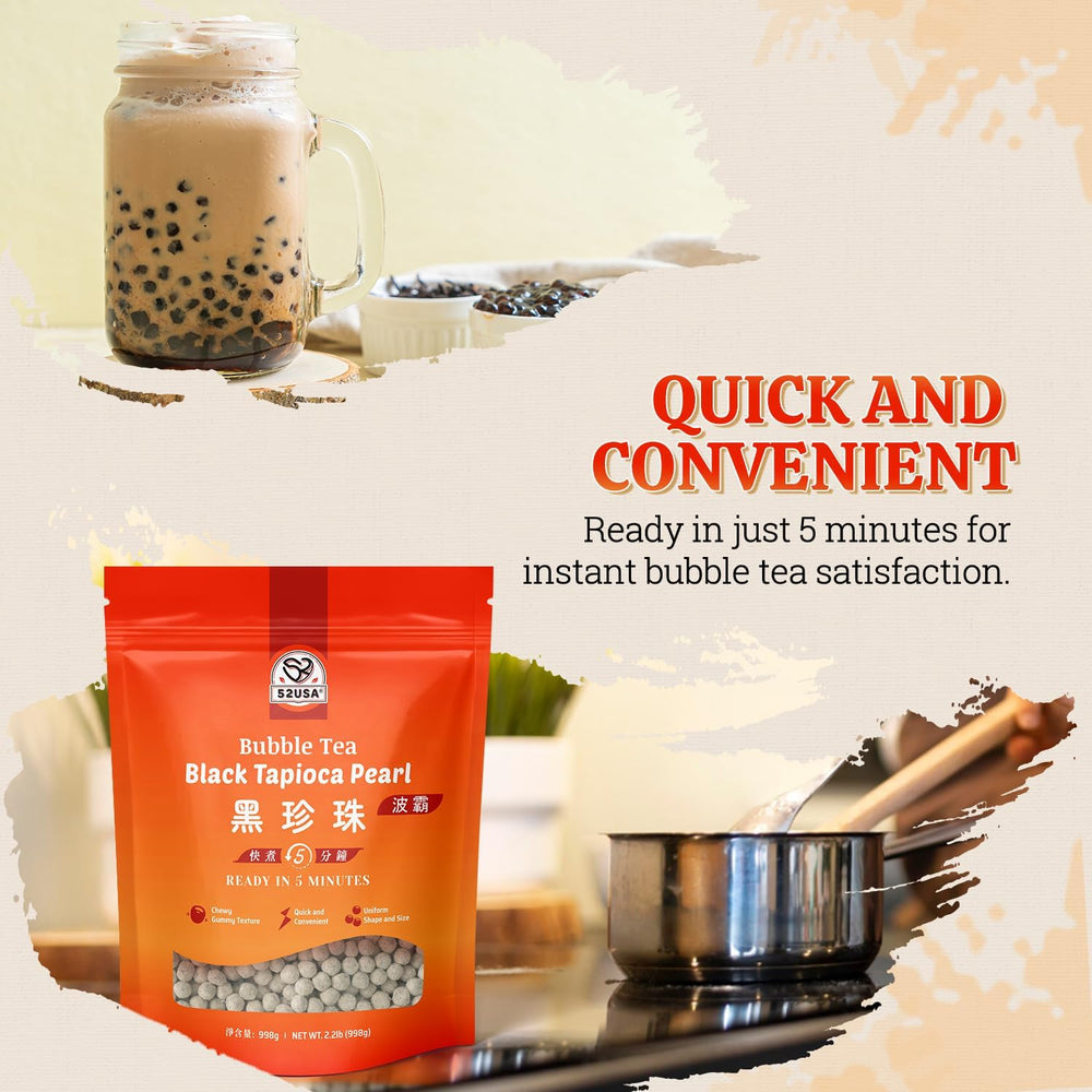 52USA Boba pearls milk tea pairing for chewy drinks