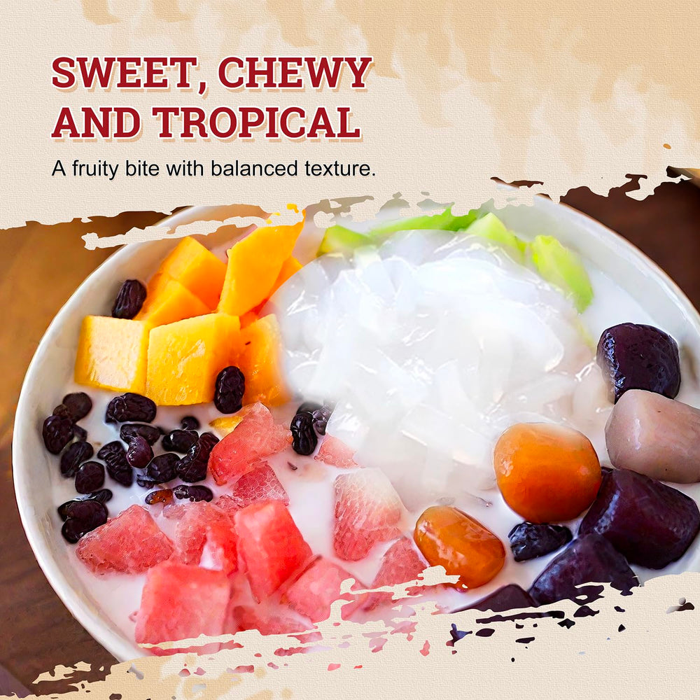 52USA Lychee jelly strips top bubble tea or shaved ice drinks.