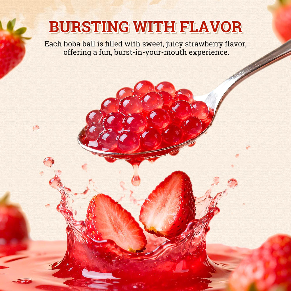 52USA Bursting strawberry pearls ideal for toppings and shakes