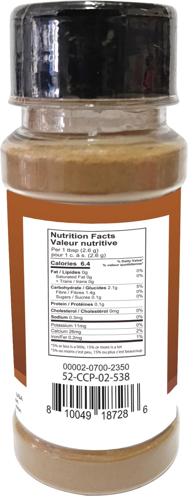 52USA Cinnamon powder pour demonstrating easy-dispense packaging for fresh flavor