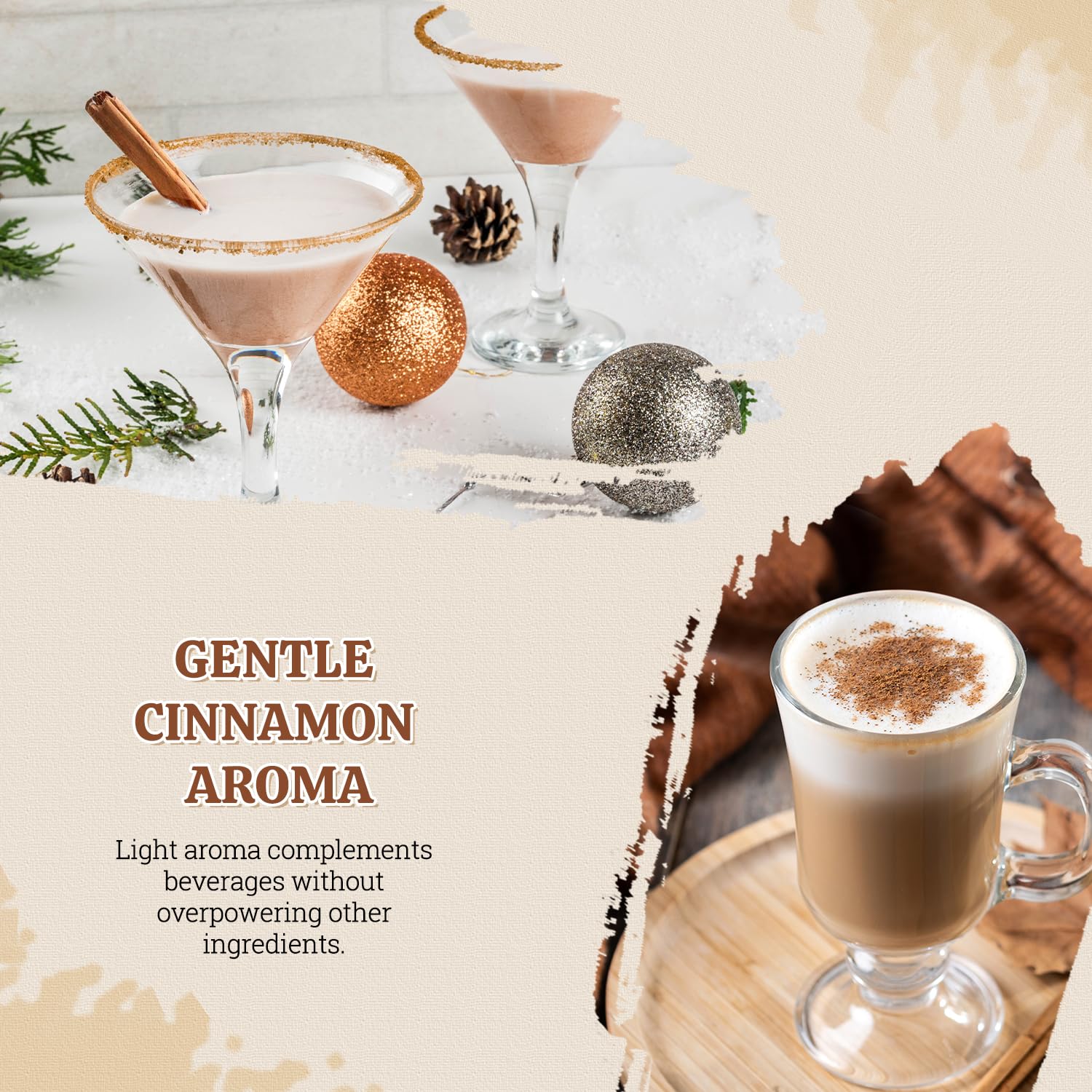 52USA Cinnamon powder enhancing coffee or beverages with warmth.