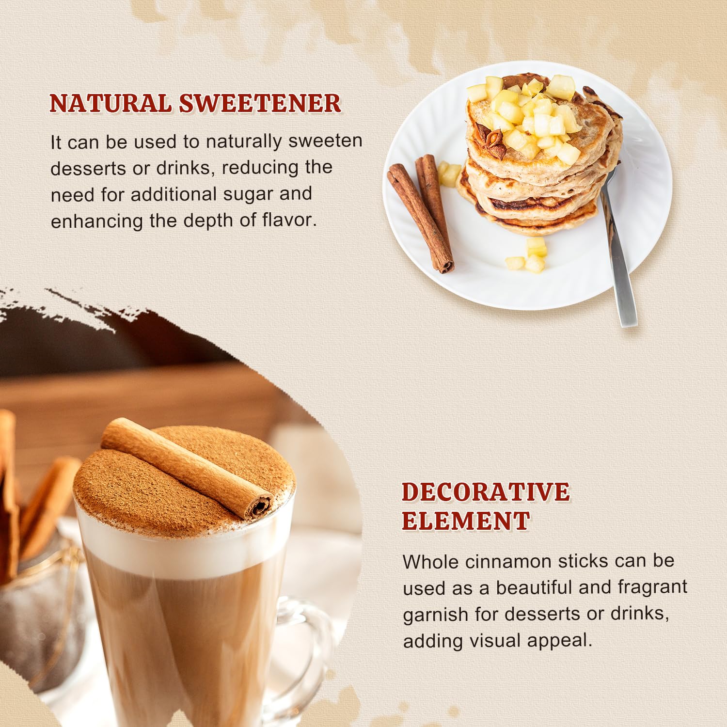 52USA cinnamon sticks for beverages enrich coffees, teas, and mulled drinks.