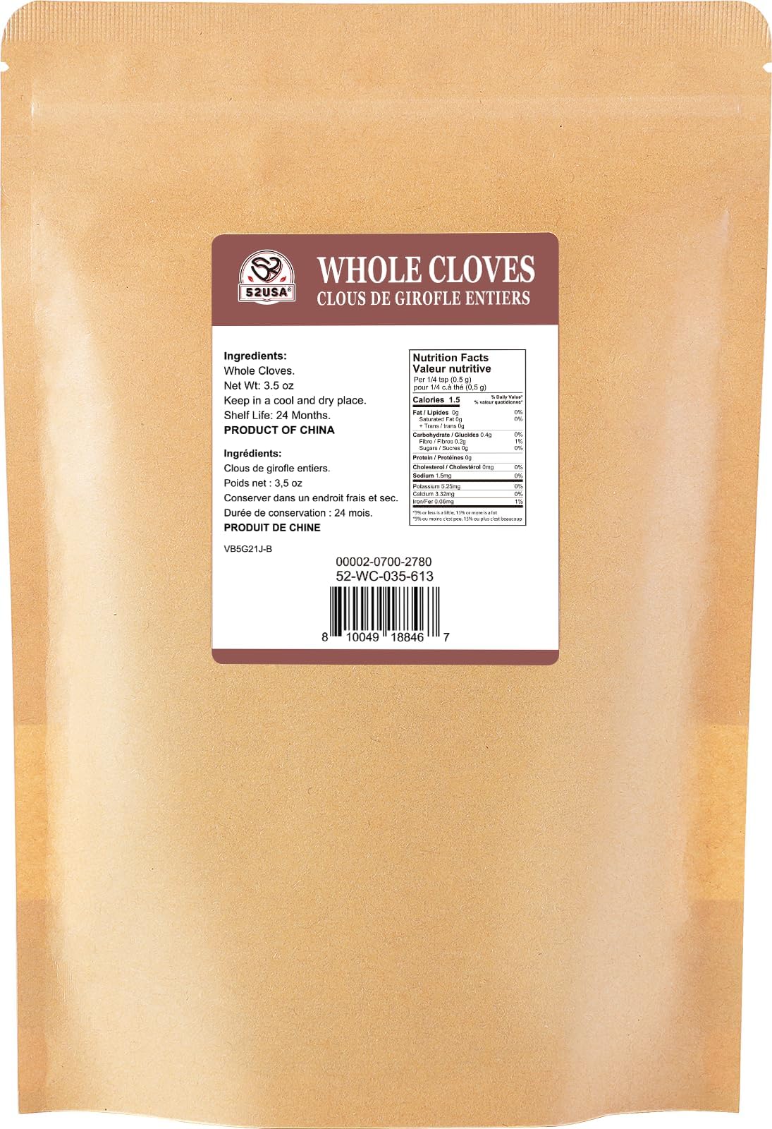 52USA hand-picked whole cloves signaling premium quality and aroma