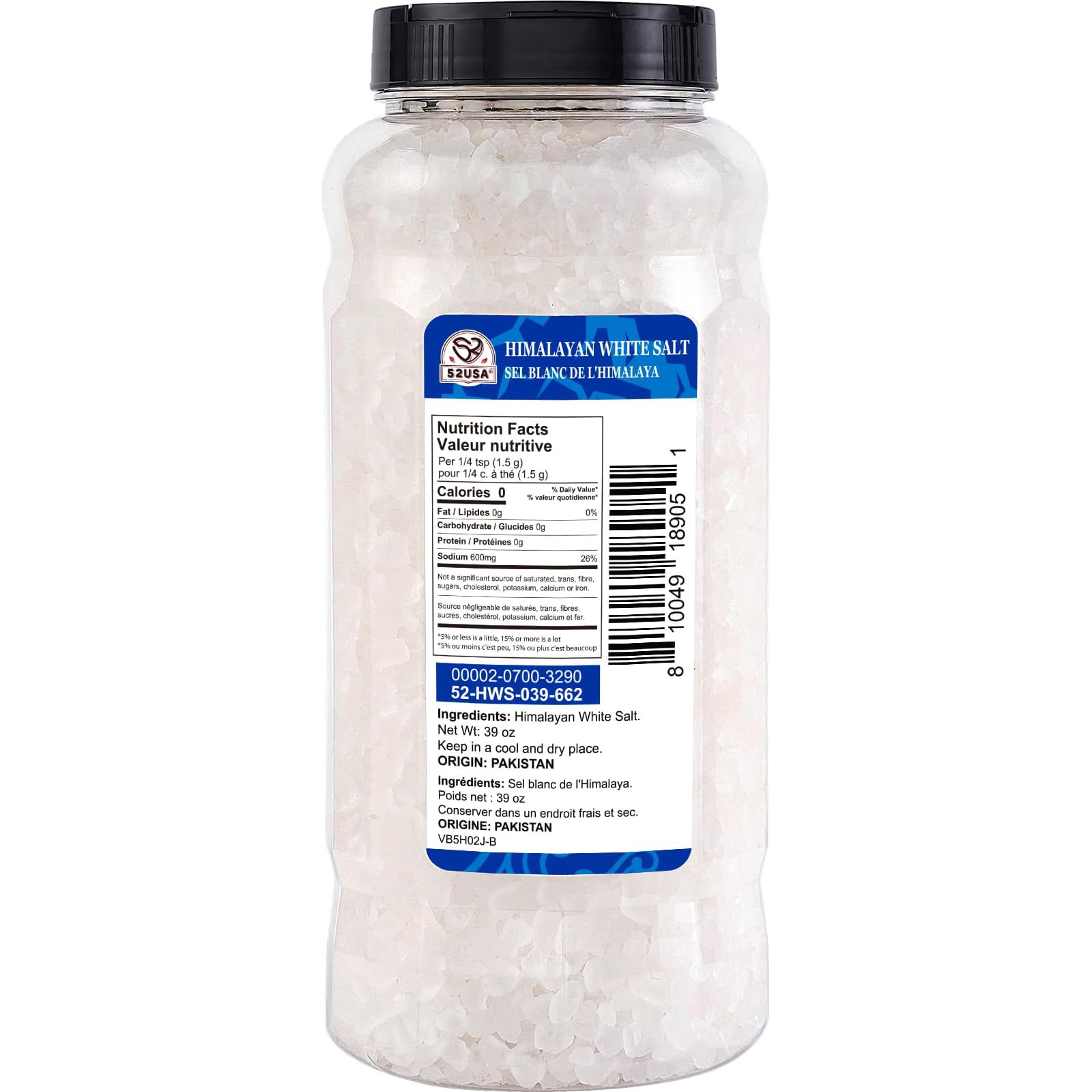 52USA Coarse salt grains ideal for brining and meat seasoning.