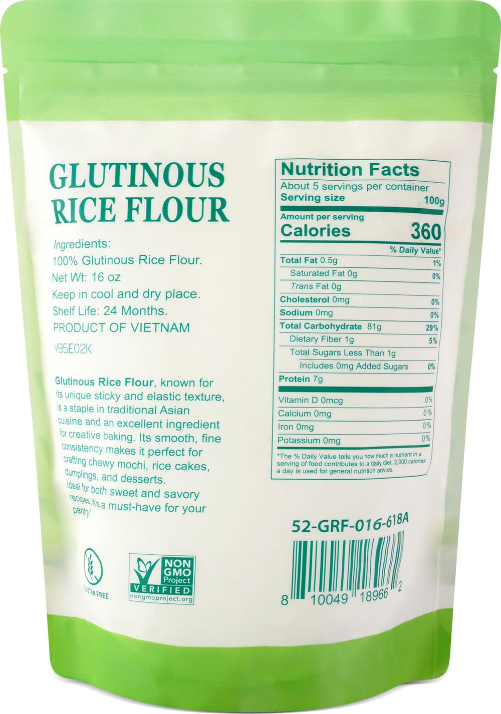 52USA glutinous rice flour fine powder texture ideal for baking.