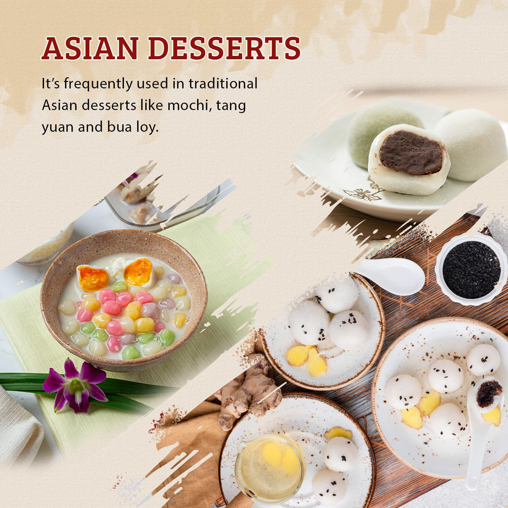 52USA fine-ground glutinous rice flour ideal for mochi and dumplings.