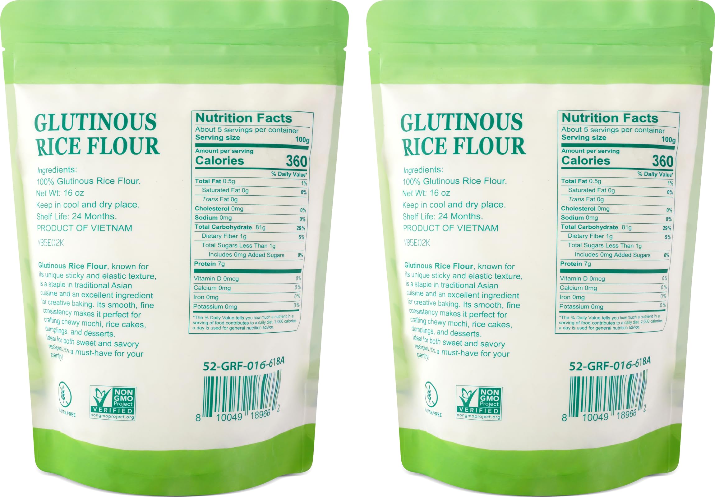 52USA Glutinous Rice Flour powder close-up reveals fine texture for smooth batters