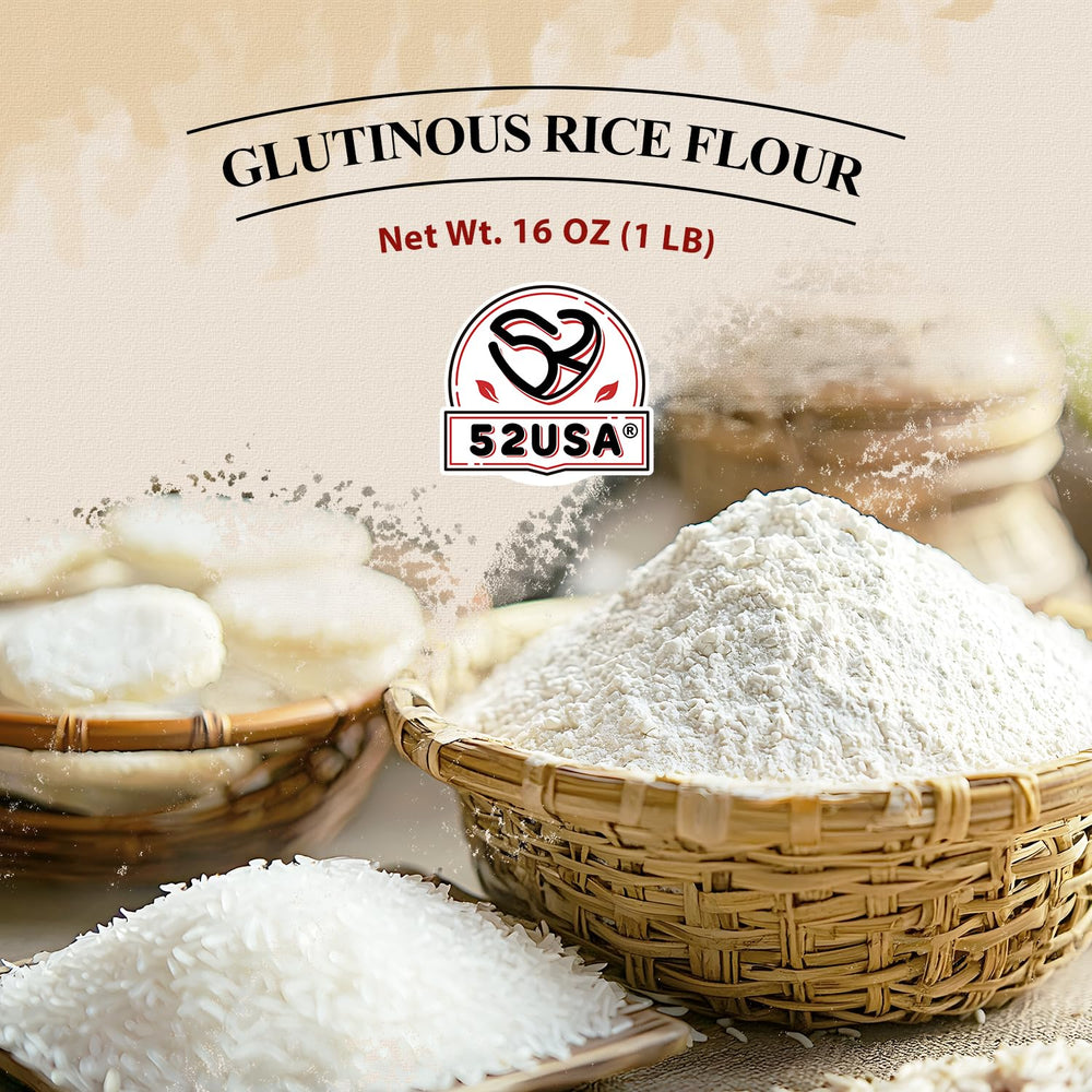 52USA glutinous rice flour from Thailand signals authentic Thai origin.
