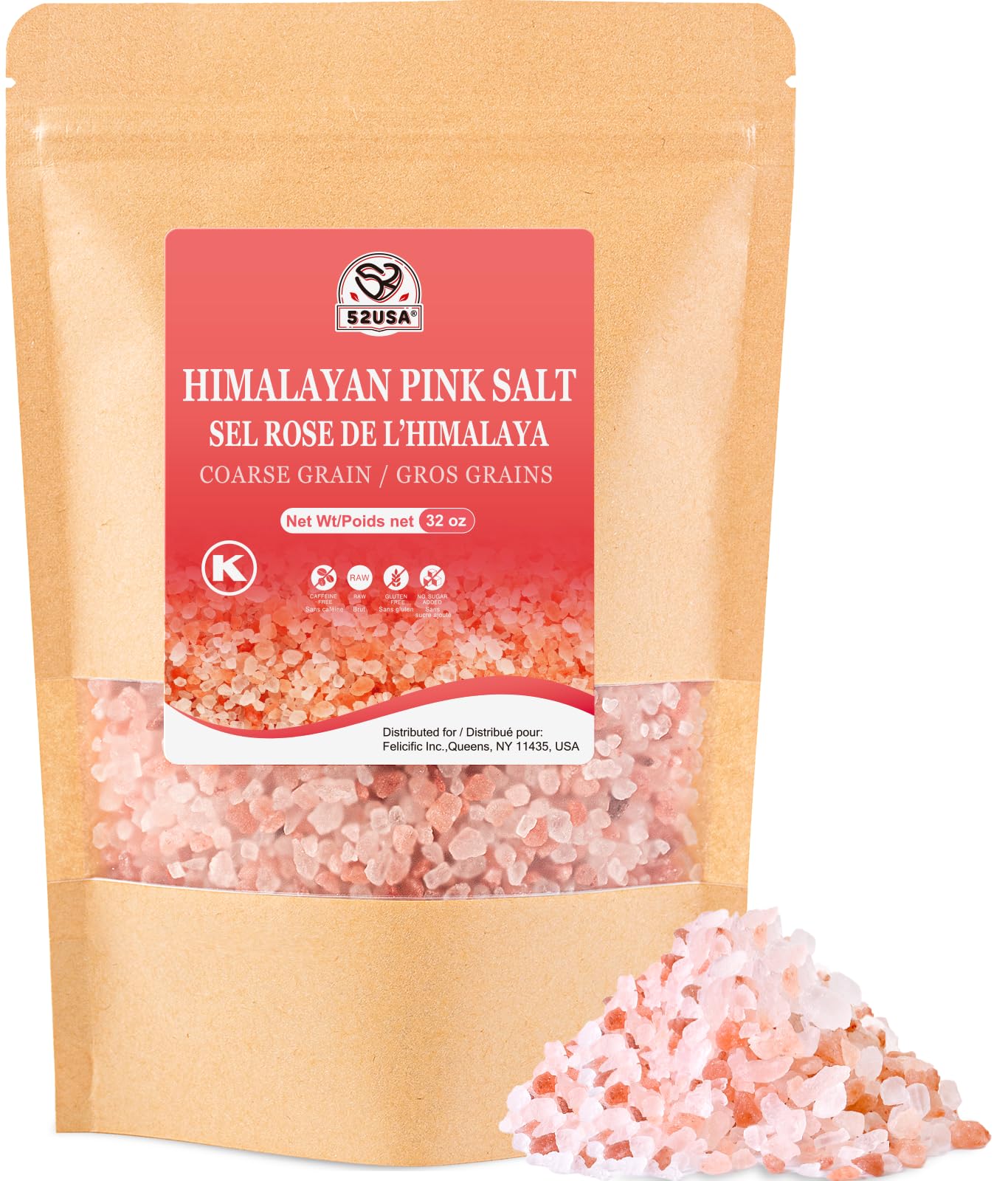 52USA Himalayan pink salt coarse 2lb bag for everyday cooking flavor