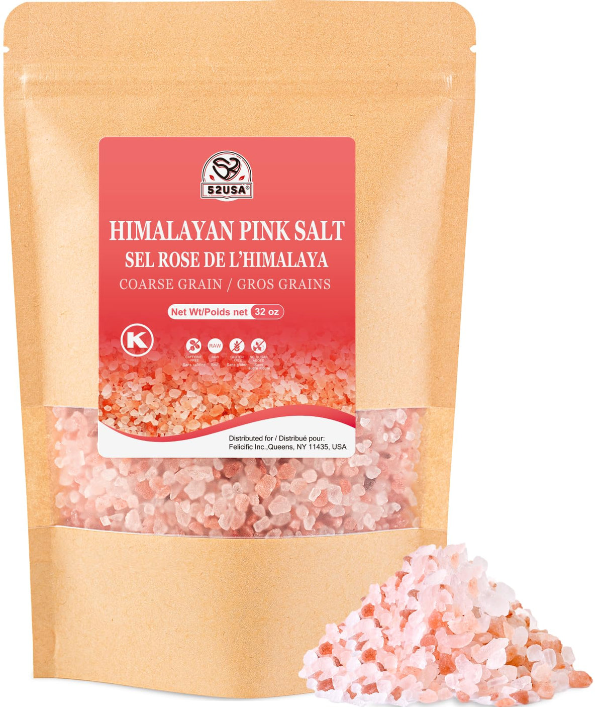 52USA Himalayan pink salt coarse 2lb bag for everyday cooking flavor