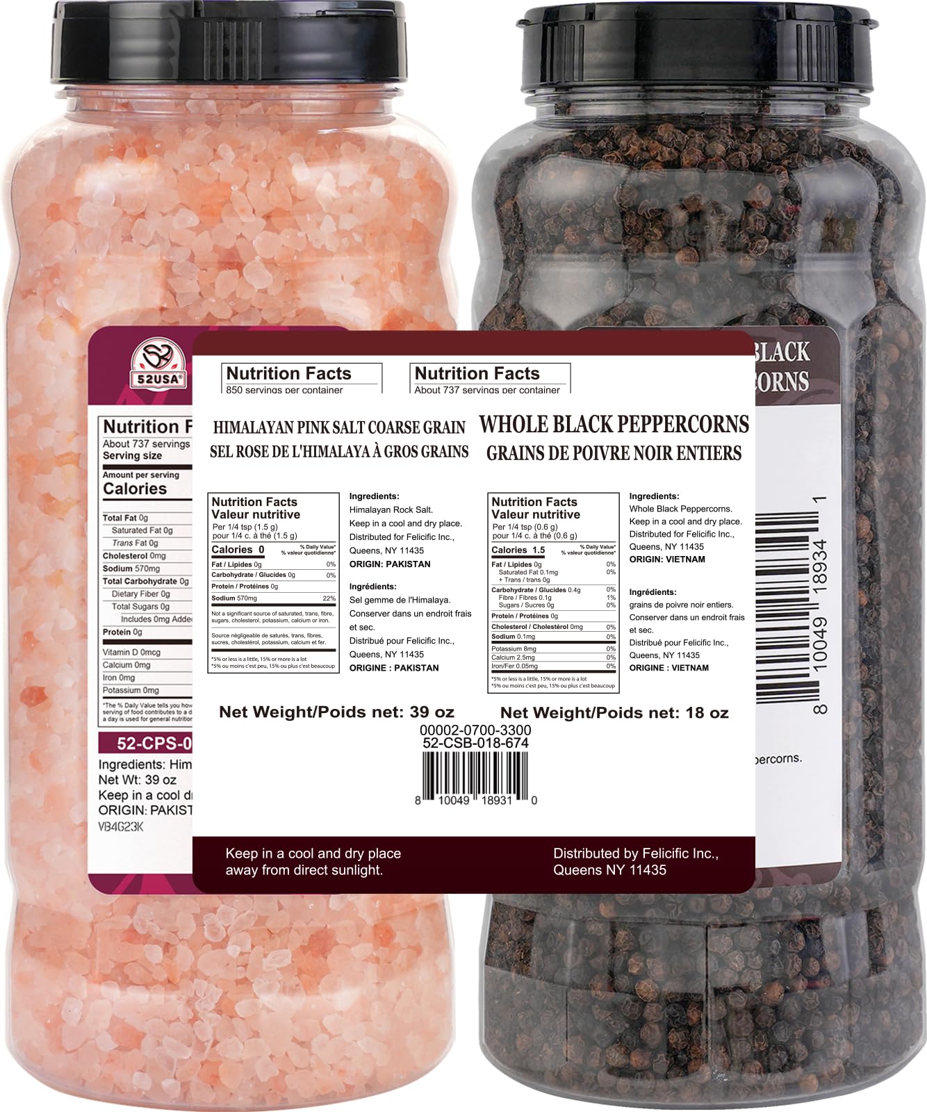 52USA Himalayan pink salt coarse grains for grinder refills