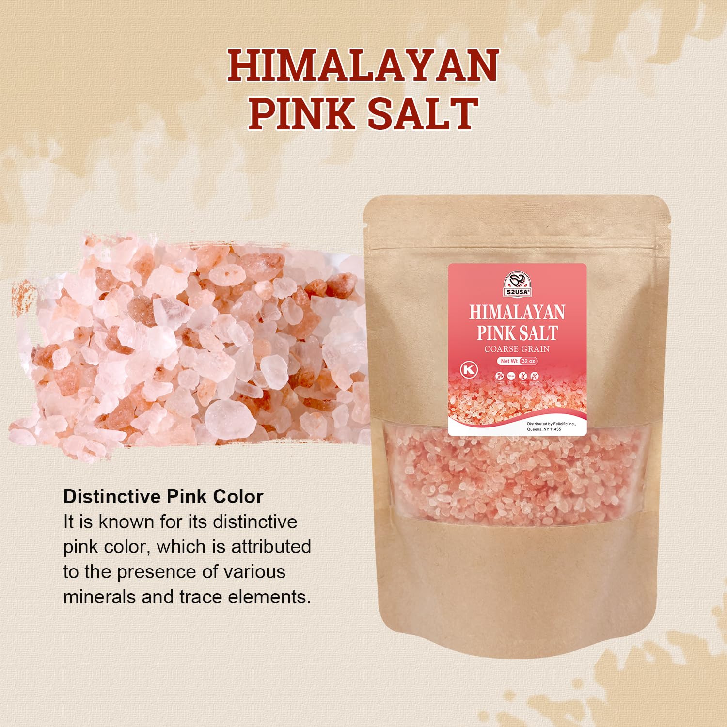 52USA Himalayan pink salt crystal close-up highlighting natural color