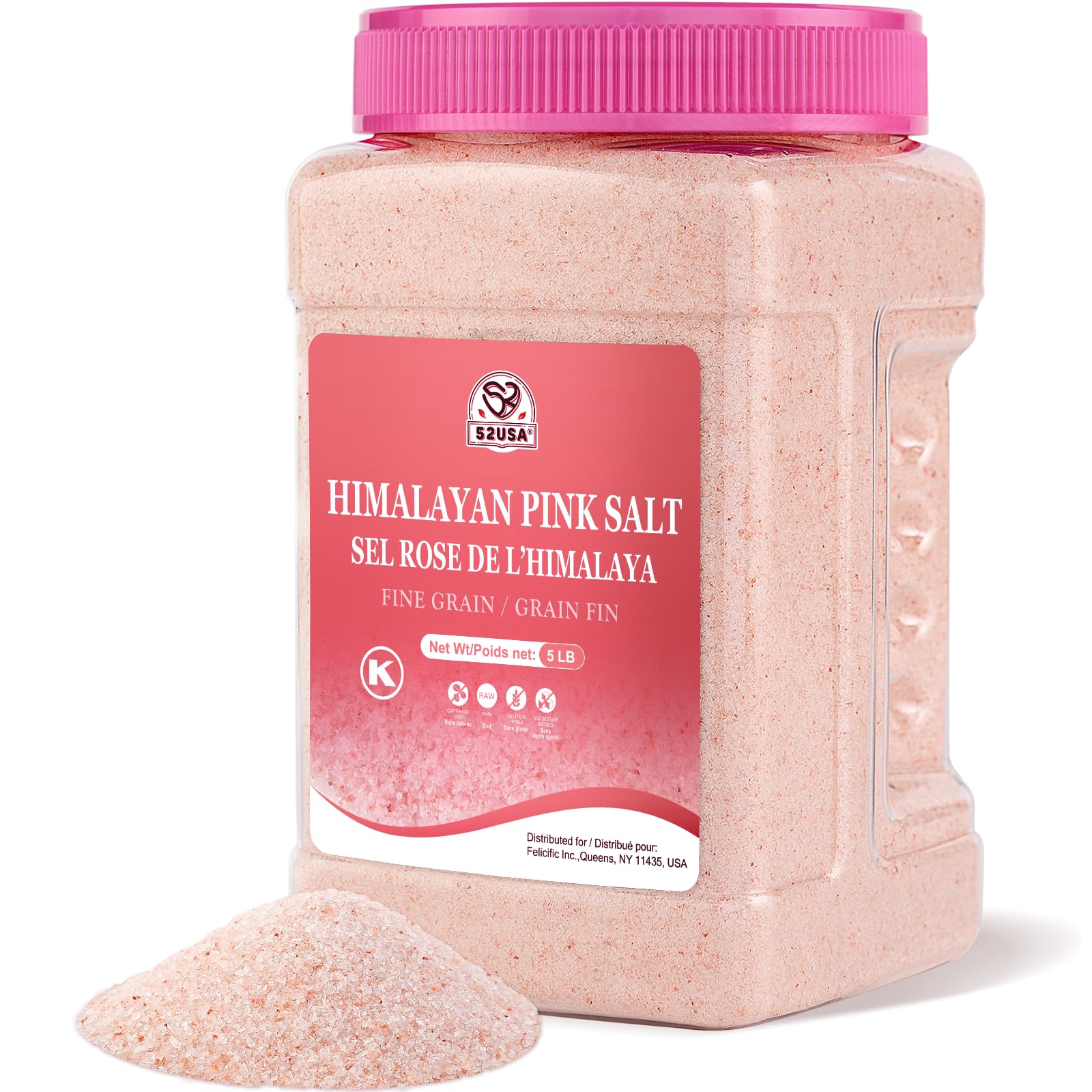 52USA Himalayan pink salt fine bottle for everyday cooking