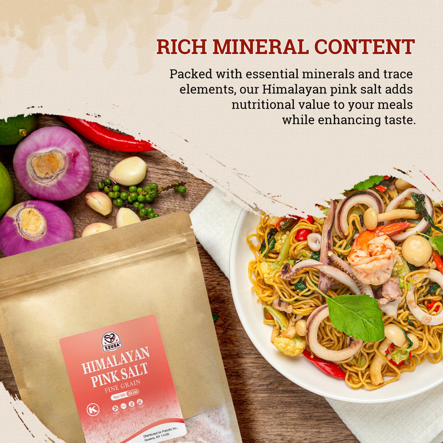52USA Himalayan Pink Salt Fine resting in a kitchen bowl for table seasoning